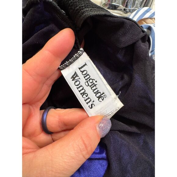 One Piece Bathing Suit with sheer stomach Skirt/Dress Plus 18W Blue/Purple - Picture 3 of 6